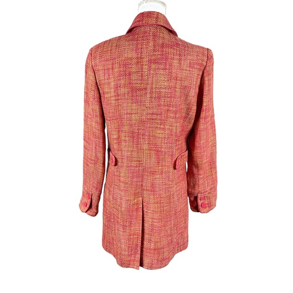 Dialogue QVC orange Pink Blazer Jacket Long Sz 6 Pockets Pea Coat - Picture 2 of 11